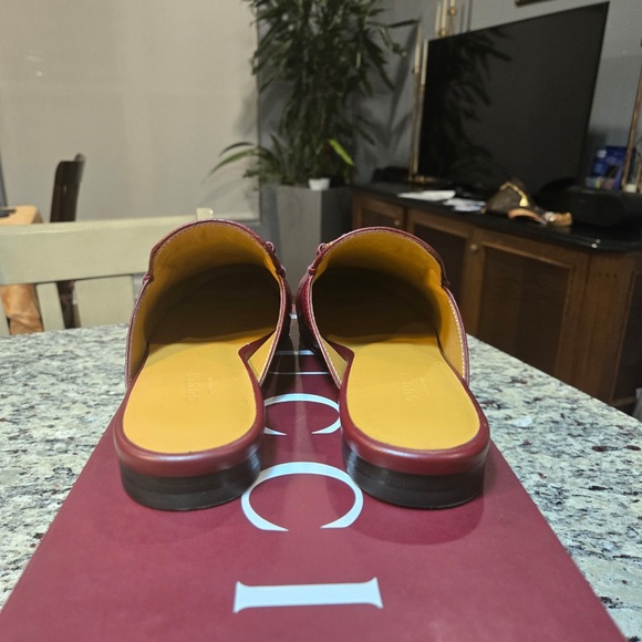 NEW Gucci Burgundy Princetown Leather Mules with Horsebit Detail Size 37.5 - Picture 8 of 12
